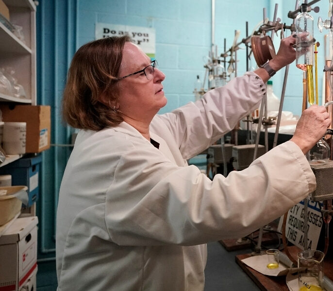 Researcher working in the Soil Characterization Lab